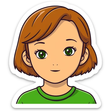 Girl with light brown hair and green eyes sticker