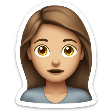 Exhausted brown haired girl sticker