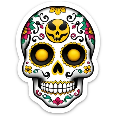 Sugar skull decorated with wu-tang clan logo sticker