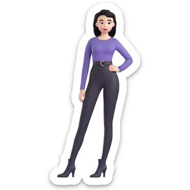 girl with oval-shaped flat-top head wearing tight black pants and black medieval high-heeled boots sticker