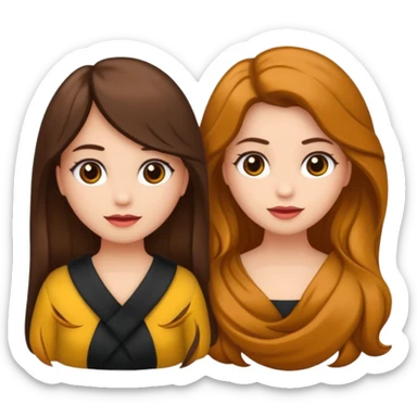 duas meninas lindas uma de cabelo encaracolado e a outra de cabelo castanho, a darem um abraço de amizade sticker