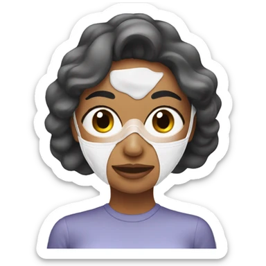 woman with face care mask sticker