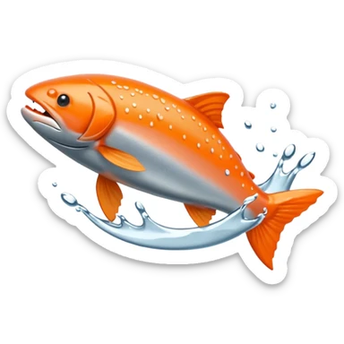 a salmon flopping out of water sticker