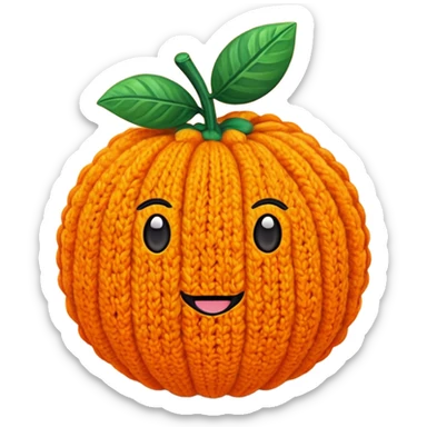 knitted fruit orange  sticker
