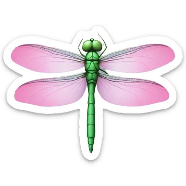 Cartoonish green and pink dragonfly sticker