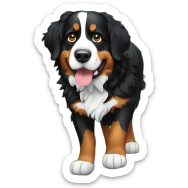 bernese mountain dog hiking over a mountain sticker