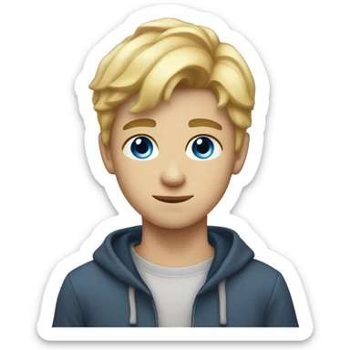 17 years old boy, blond hair, blu gray eyes sticker