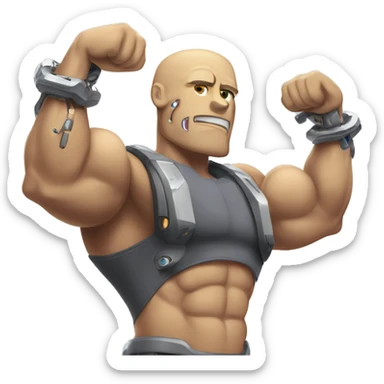 Flexing cyborg bicep and forearm with circuits and shocks sticker