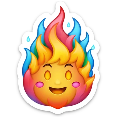 A fire emoji with the colors of the pride flag. Take away the small fire emojis besides the single big one sticker