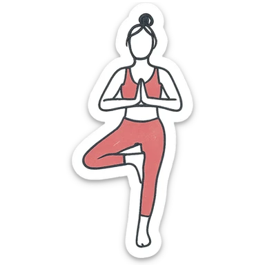 A woman standing in a tree pose (Vrksasana), wearing a sport bra and leggings in color C52975 sticker