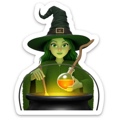 green witch cooking potion sticker