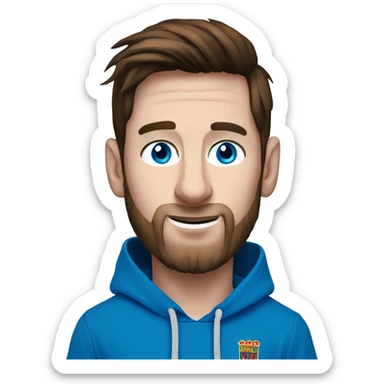 messi with a blue goat, blue eyes, puma hoodie  sticker