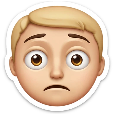 anxious face emoji, wide eyes, furrowed brows, small frown, sweat drop, classic emoji style sticker