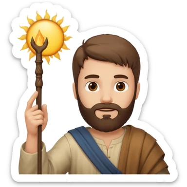 joshua bible chracter bearded man raising his hand stopping the sun sticker