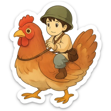 ghibli style chicken jockey sticker