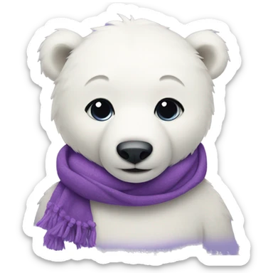 Cute polar bear with purple scarf  sticker