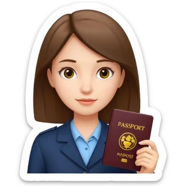girl holding passport sticker