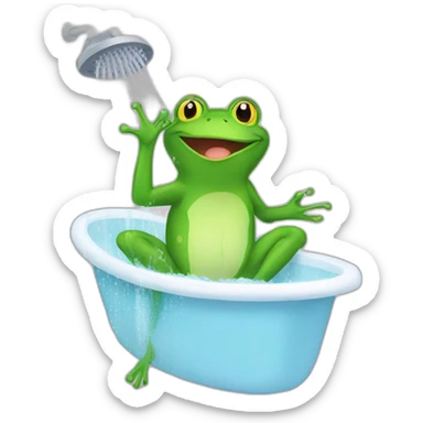 Frog taking a shower meme sticker