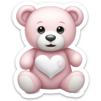Light pink teddy bear with white heart sticker