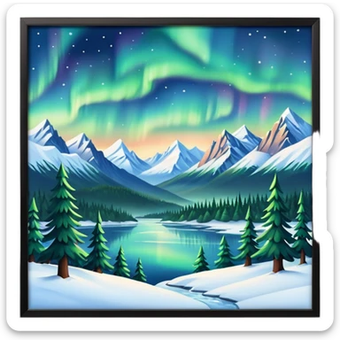 Alaska taiga: snowy forests, mountains & Northern lights sticker