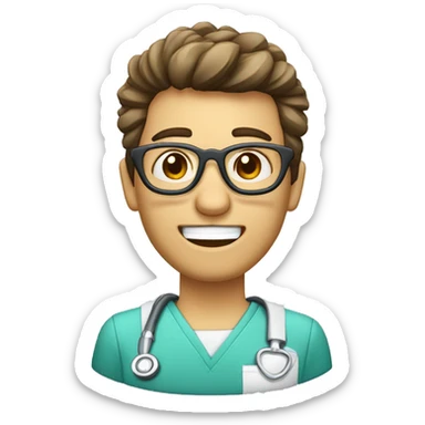 dentista , cabelos compridos e loiros, com oculos de grau sticker