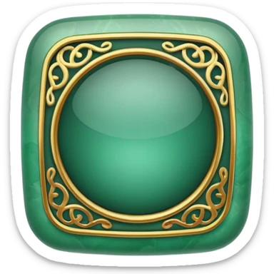 Jade and gold filigree style rounded square icon button sticker