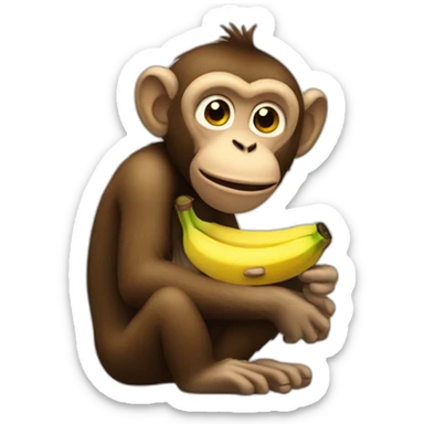 Monkey sucking banana sticker