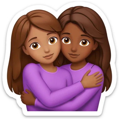 Two girls who miss eachother brown hair sticker