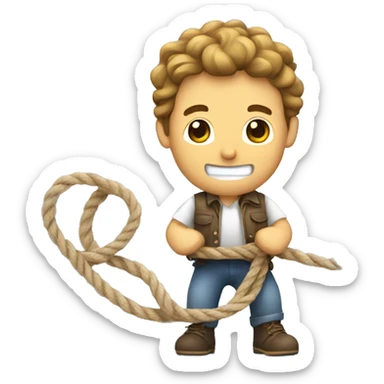 Man holding a rope sticker