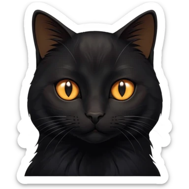 Solin wäre ein Kater mit nachtschwarzem, glänzendem Fell, kräftig gebaut und zugleich von seltener Eleganz. Sein Blick – tief und warm – scheint in die Seele zu führen, während seine Bewegung lautlos ist wie ein Schatten, der sich still an die Seite schmiegt.ihn nichts auf der Welt erschüttern. sticker