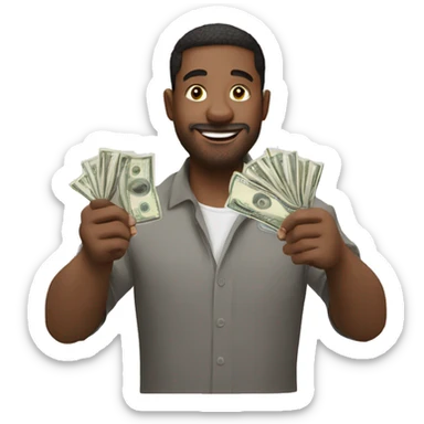 mano sosteniendo un fajo de dinero sticker