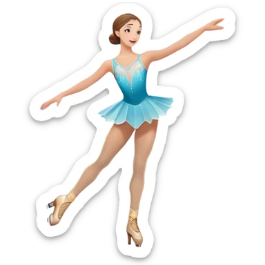 An colorful icon featuring The background includes a grand ice rink palace with shining spotlights and cheering spectators in the stands. A graceful figure skater performing a spin on the ice. Transparent background highlights the elegance and artistry of figure skating sticker