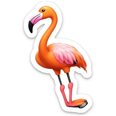 A orange flamingo in tap shoes sticker