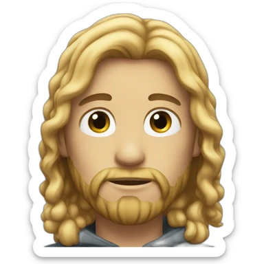 winter boy with light beard and long hair sticker