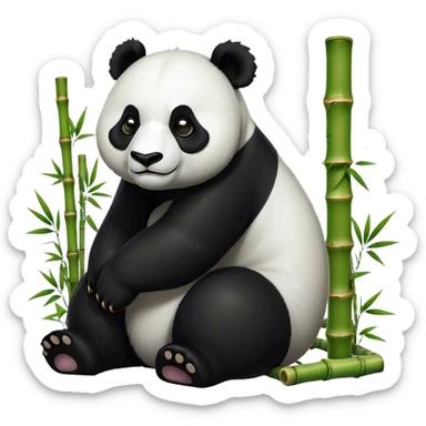 Cinematic Noble Panda Portrait Emoji, Poised and regal, with a robust, sturdy build and a strikingly contrasting black and white Fur, deep-set soulful dark eyes, Simplified yet sharp and sophisticated features, highly detailed, glowing with a soft, dignified glow, high shine, intelligent and gentle, stylized with an air of bamboo forest majesty, focused and attentive, soft glowing outline, capturing the essence of a watchful and confident companion, so majestic it feels as though it could lumber out of the screen with effortless authority! sticker