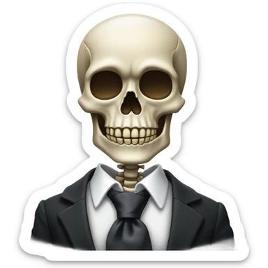 skeleton with a tie sticker