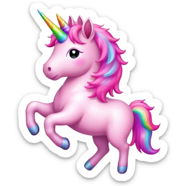 pink fluffy unicorn dancing on the rainbow sticker