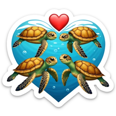 Sea turtles with heart sticker