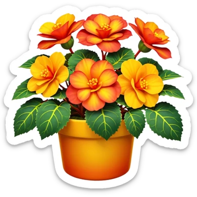 Isolated, ultra vivid and realistic, 3D rendering, Yellow orange and red Begonia sticker