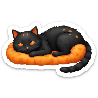 Black cat with orange spots cute sleeping sticker