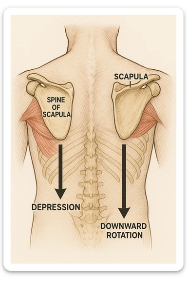 Scapole che vanno in giù depresse, viste anatomicamente. Fallo capire magari con frecce in basso più specifiche e caratteristiche sticker