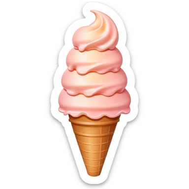 Peach ice cream in a cone, peachy pink color sticker