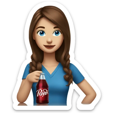 Drinking dr pepper cherry flavoured Brown hair girl blue eyes sticker