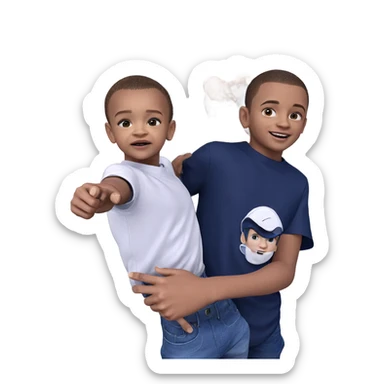 two boys in denim pointing sticker