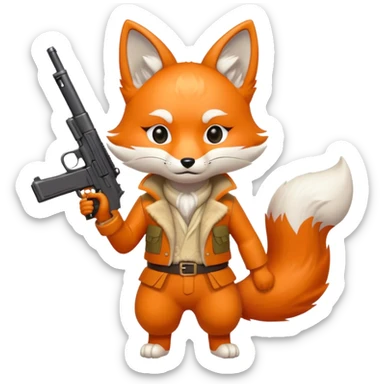 Kitsune holding a gun  sticker