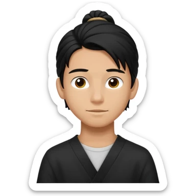 homme cheveux noir long attaché sans cheveux dépassant  16 ans, un peu bronzé sticker