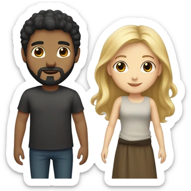 blonde brown hair girl and a black hair beard boy sticker