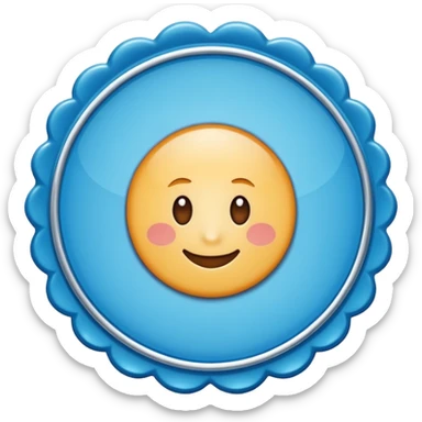 A blue scalloped circle with a verified thing sticker