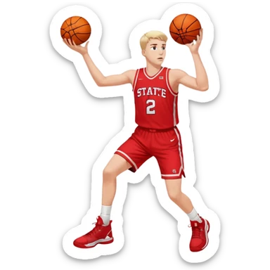White Nc state basketball player shooting a three sticker