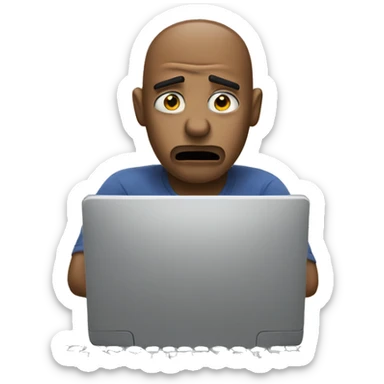 Tired and bored emoji typing on computer  sticker